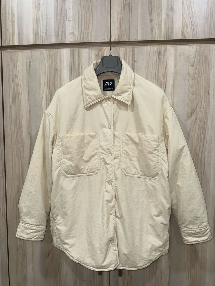 Zara Cream Oversized Shirt Jacket