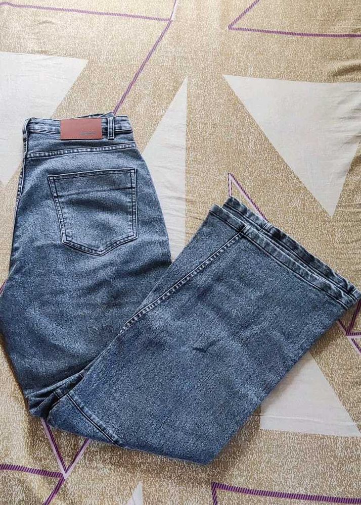 Stylish Acid Wash Wide Leg Jeans
