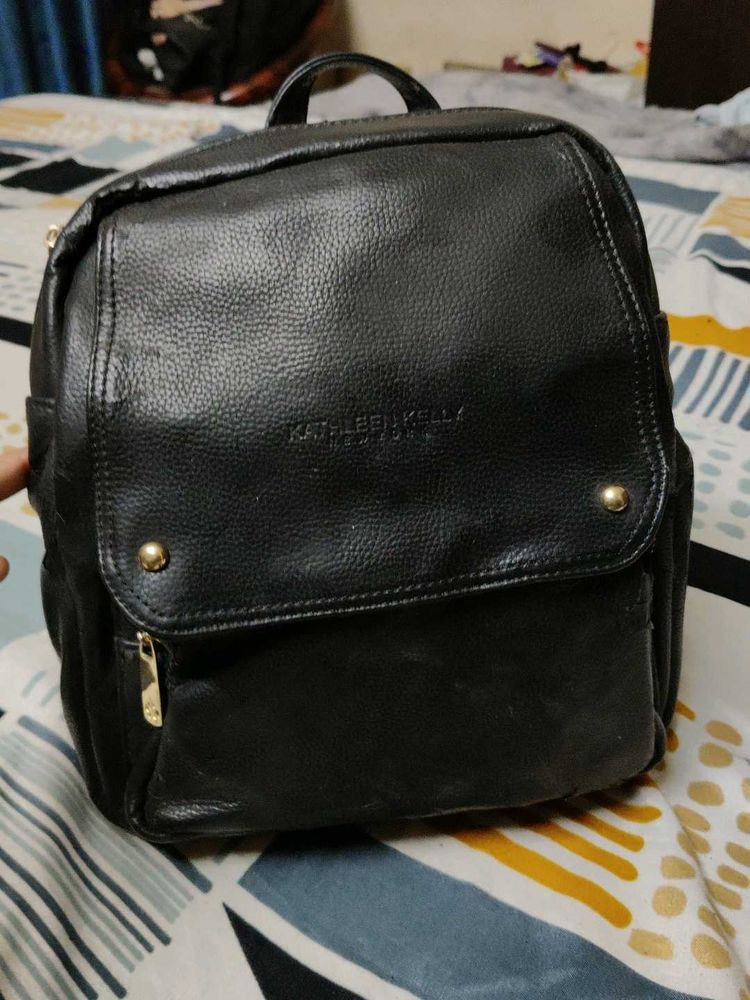 Kathleen Kelly Black Leather Backpack