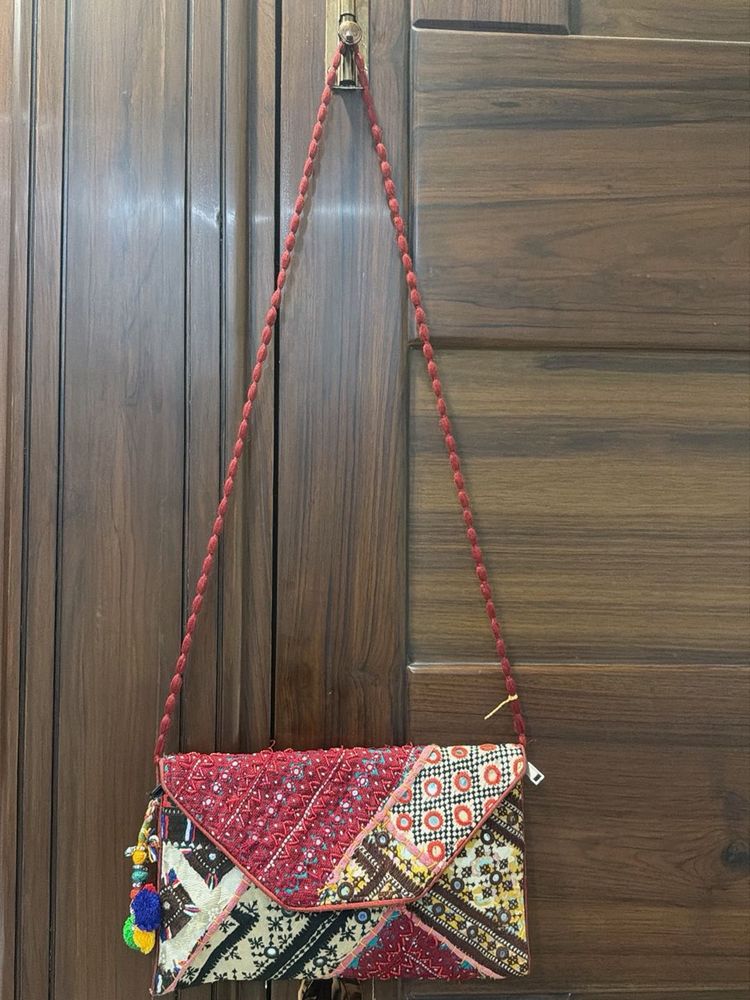 Embroidered Patchwork Clutch Bag