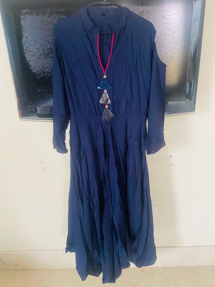 Blue Drape Round Kurti