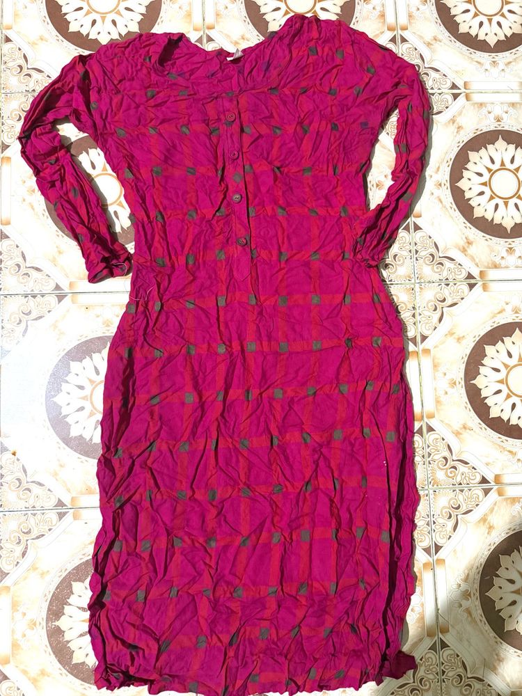 Magenta Plaid Dress