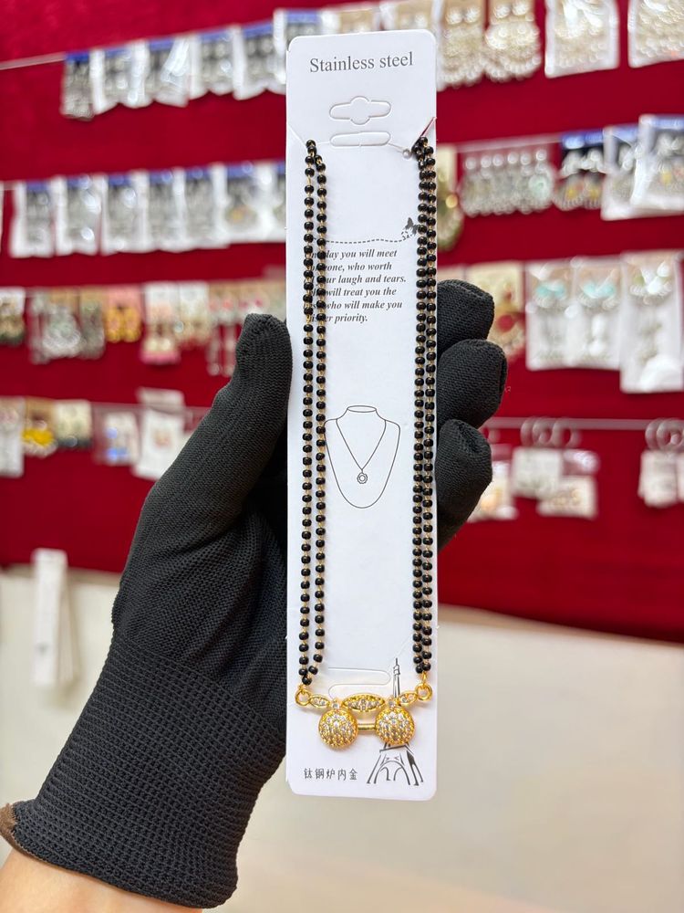 Double chain &amp; stainless steel mangalsutra