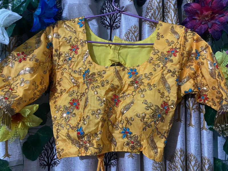 Embroidered Yellow Ethnic Blouse