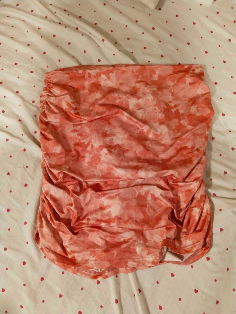 Printed Ruched Mini Skirt