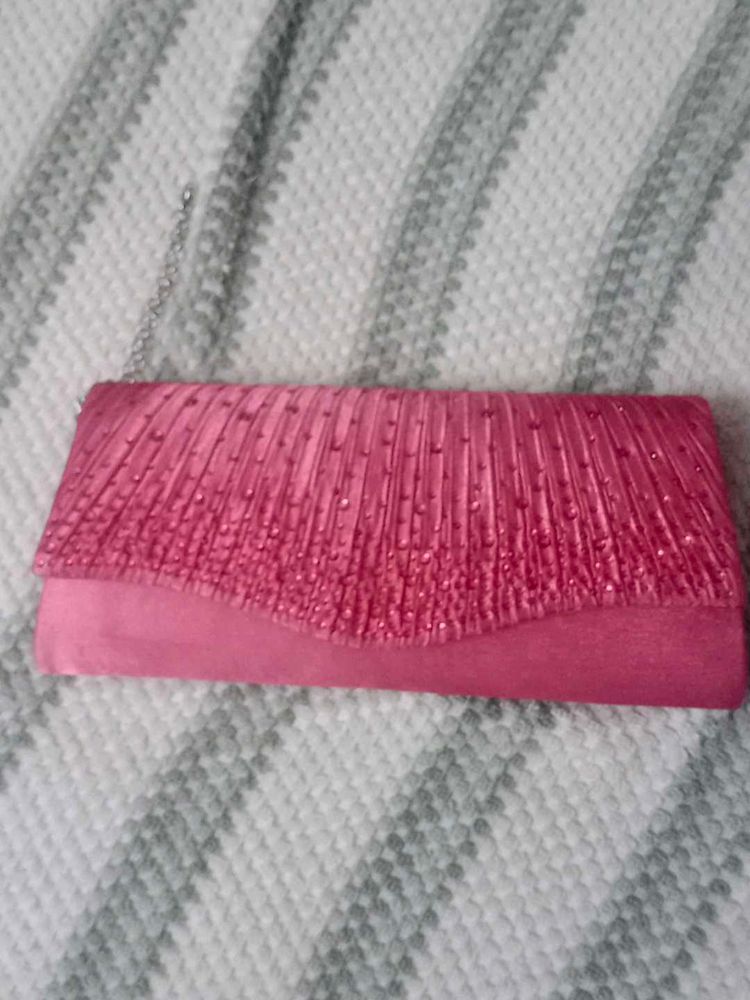 Pink Beaded Clutch