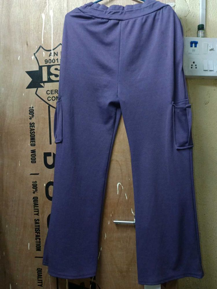Purple Cargo Pants with Drawstring