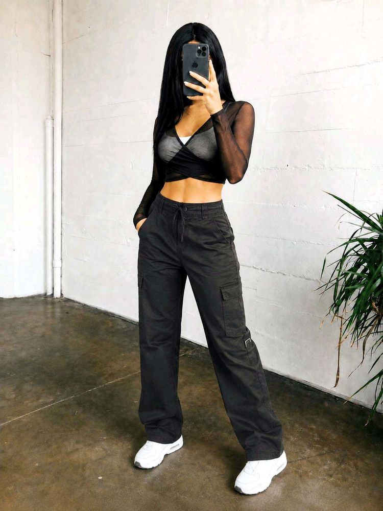 Unisex Linen Cargo Pants with Drawstring