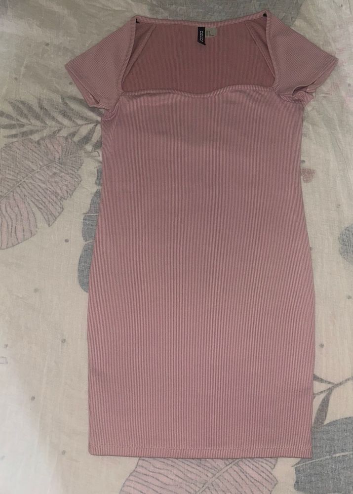 Ribbed Square Neck Mini Dress