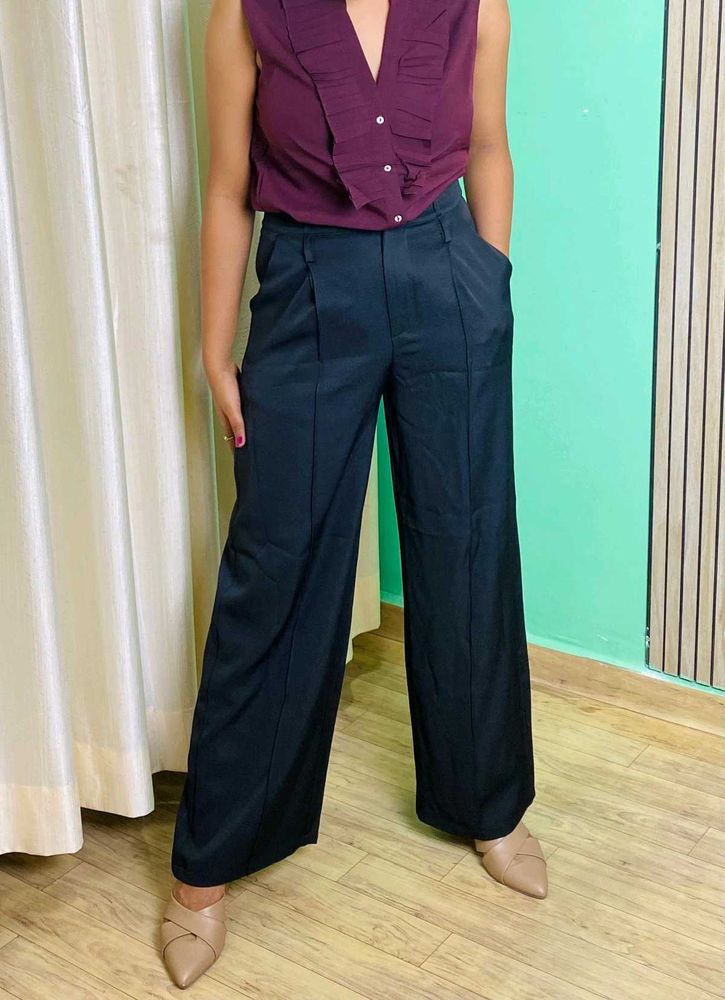 Stylish Wide Leg Black Pants