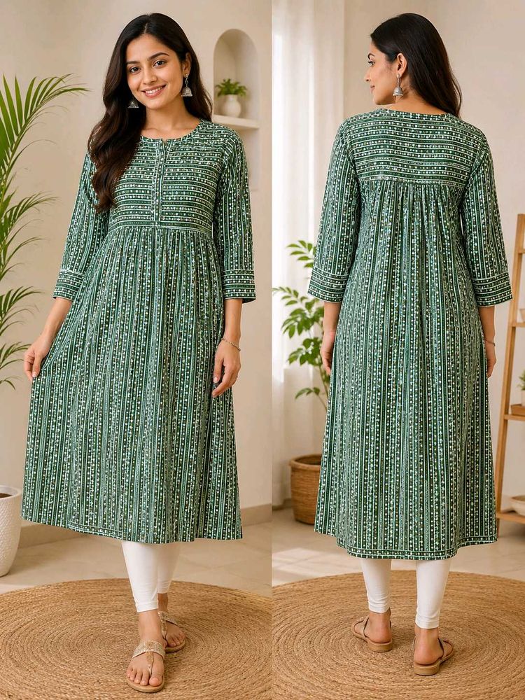 Stylish Green Printed Kurta
