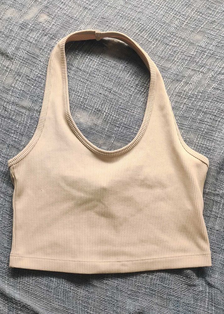 Ribbed Halter Neck Crop Top