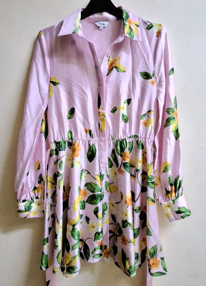 Light Pink Floral Shirt Dress