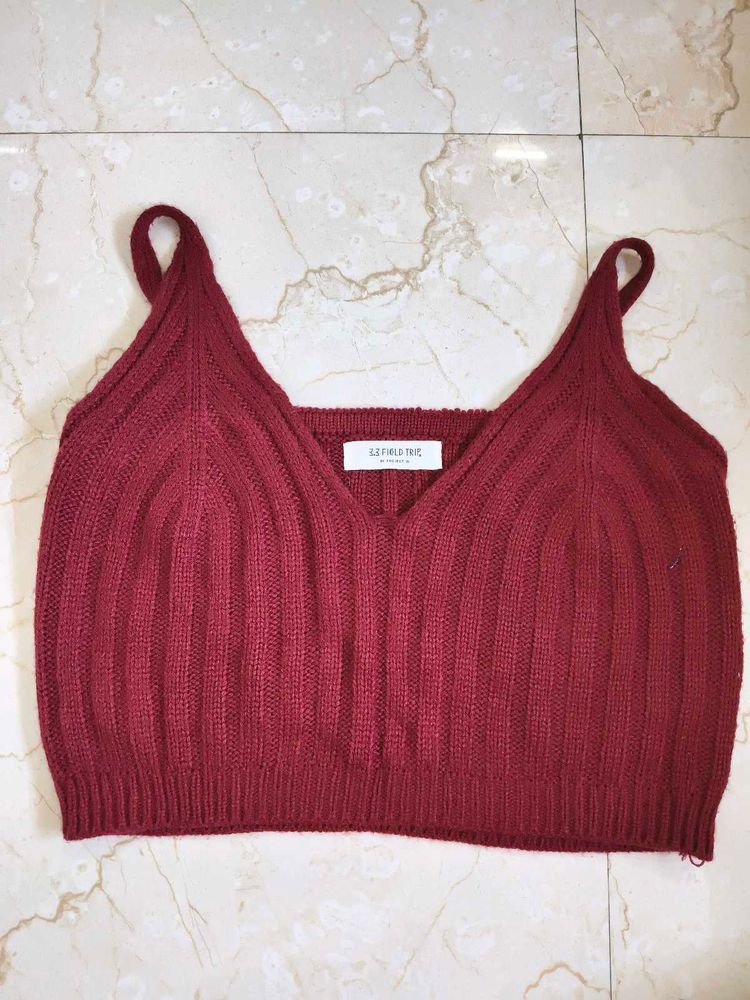 knitted red crop top