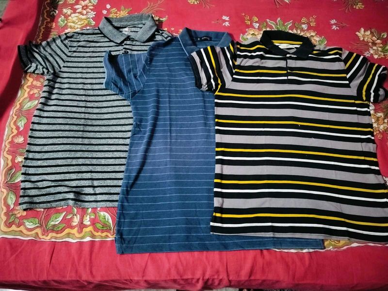 Men's Striped Polo T-Shirts (Set of 3)