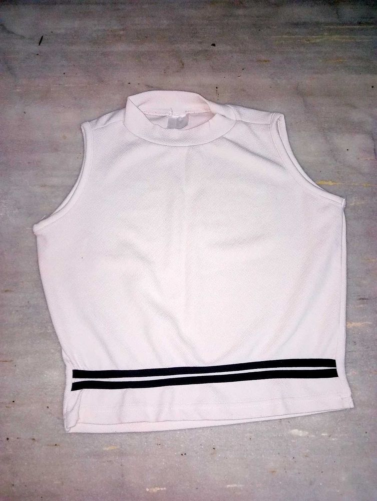 White Mock Neck Sleeveless Top