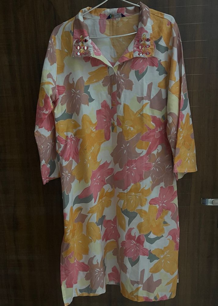 Floral Print Co-ord Set with Embellished Collar
