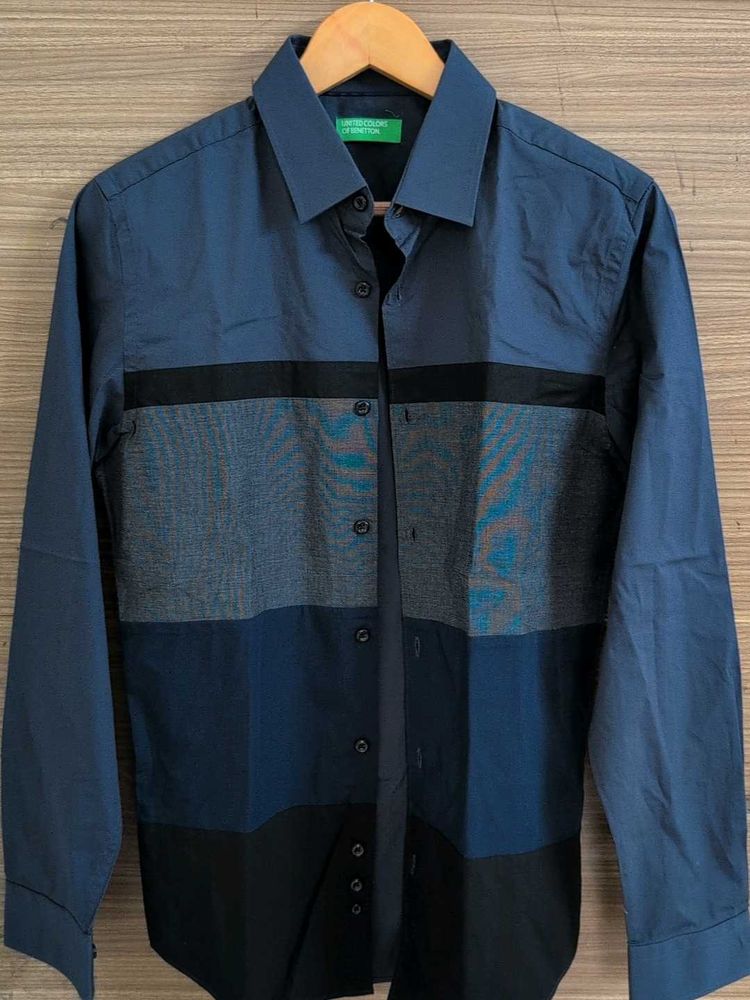 Men's Blue Striped Button-Down Shirt