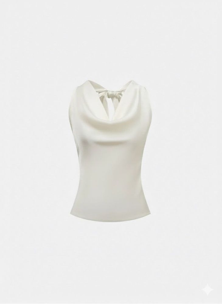 Savana Ivory Draped Bow Back Top