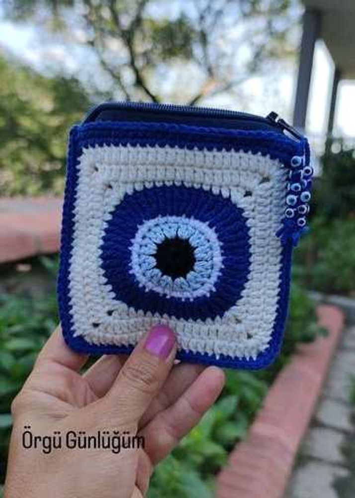 Evil Eye Crochet Wallet