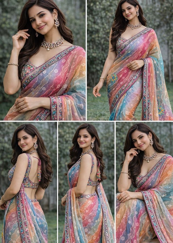 Elegant Multicolor Saree magical fully party wear