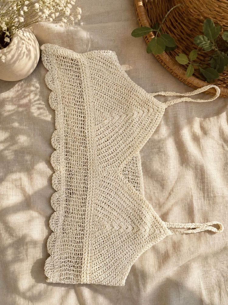 Cream Crochet Halter Top💖