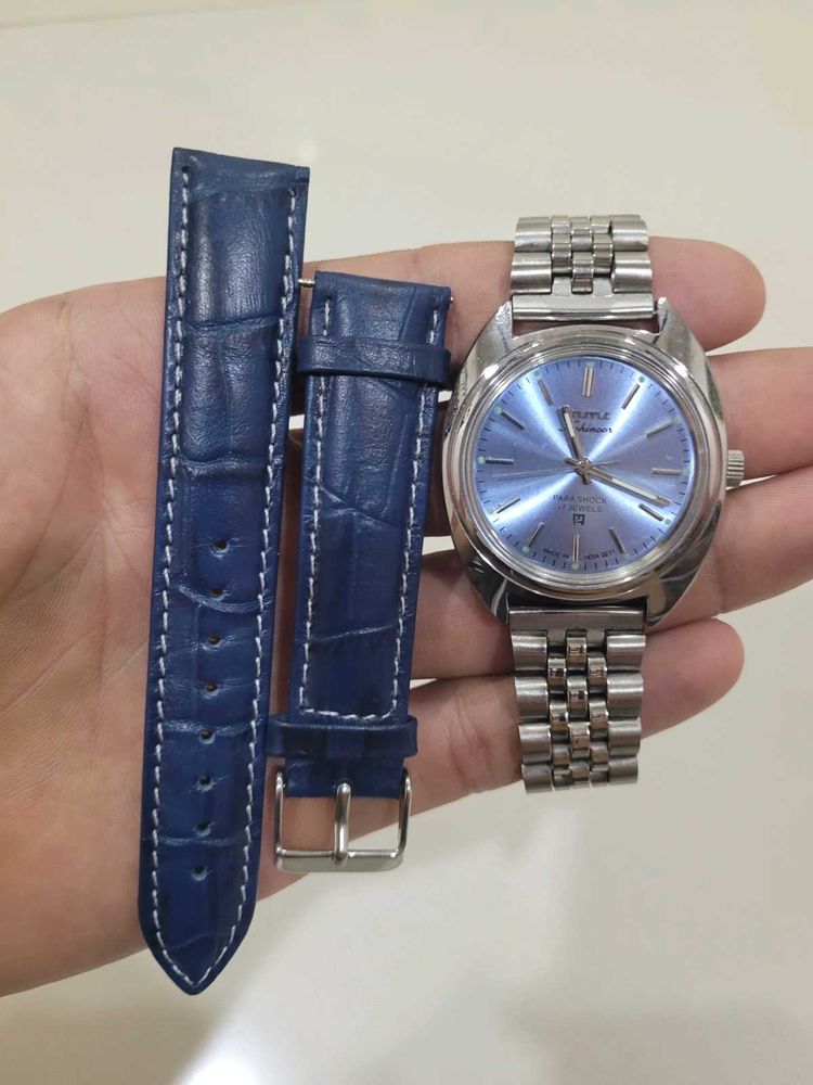 Ice blue HMT Handwinding Watch