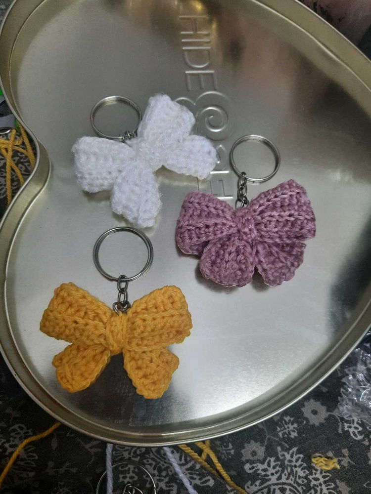 Handmade Crochet Bow Keychains 3