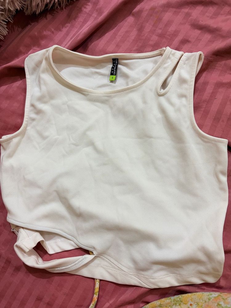 Cream Cut-Out Sleeveless Top