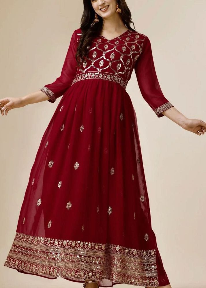Elegant Maroon Ethnic Gown