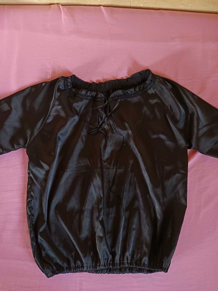 Elegant Black Satin Blouse