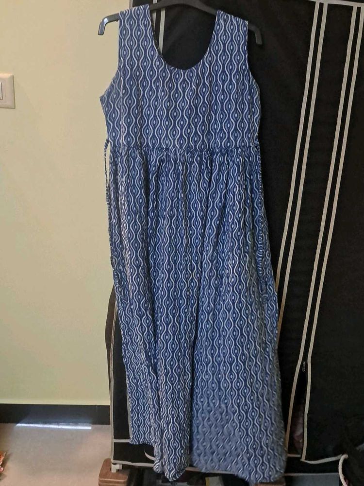 Blue Printed Ethnic Gown