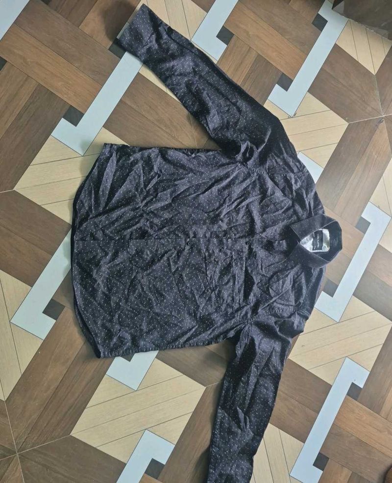 Men's Dark Polka Dot Long Sleeve Shirt