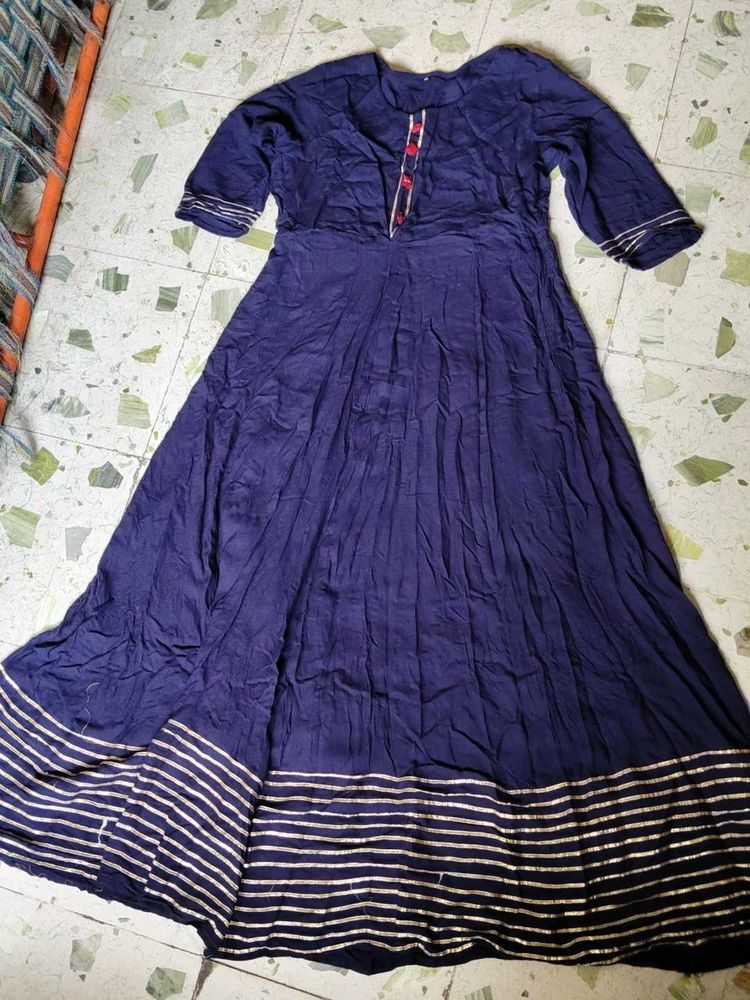Blue long cotton Kurti