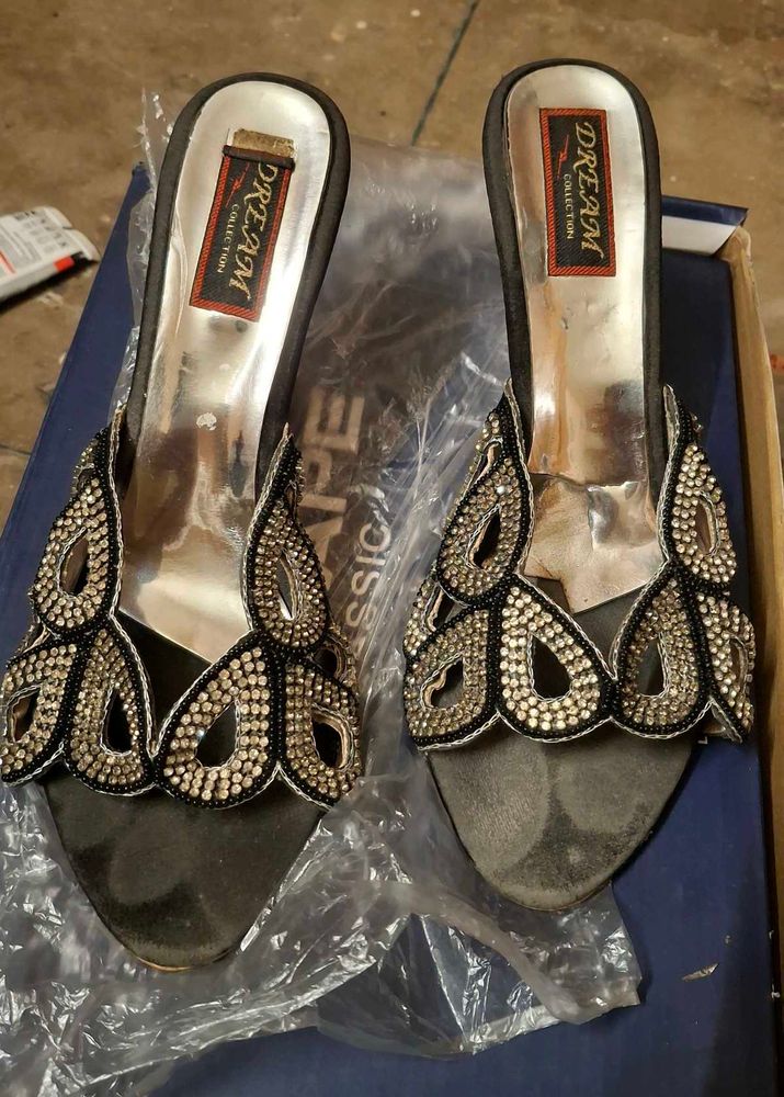 Embellished Black Heels