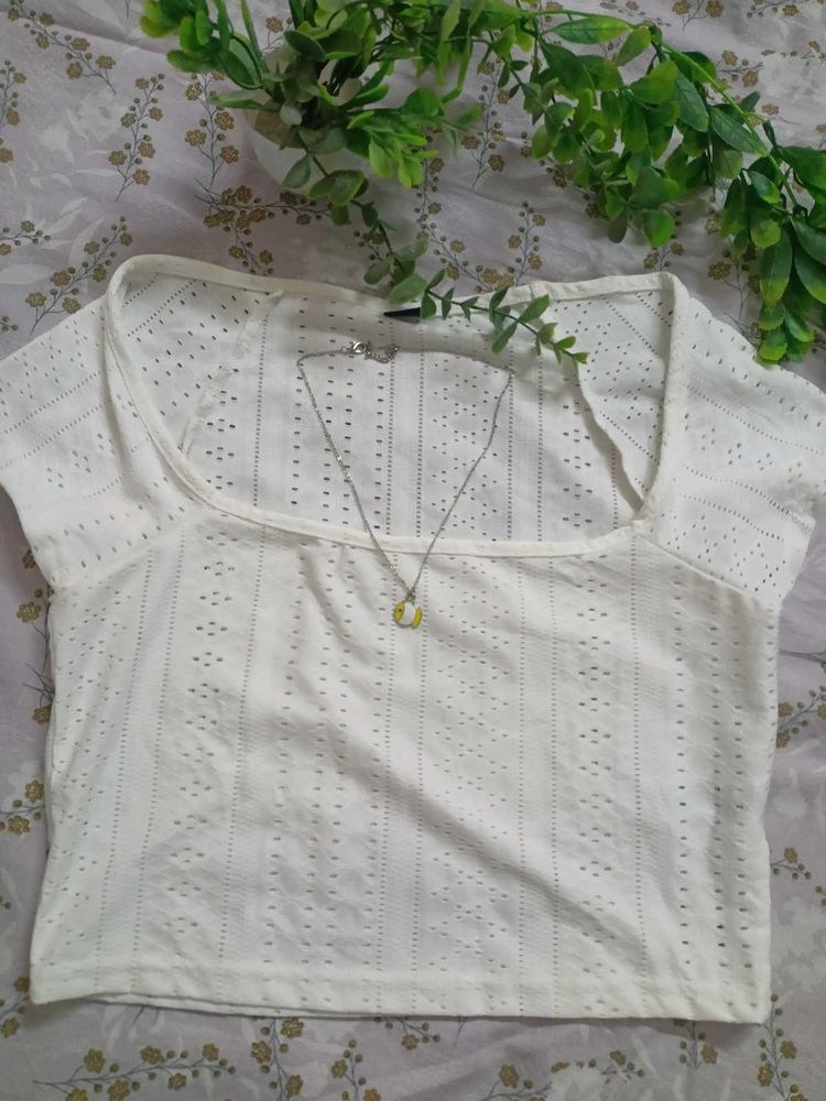 Cute Eyelet Crop Top