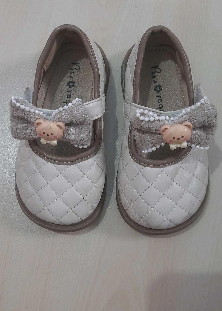 Adorable Quilted Mary Janes with Bear Bows