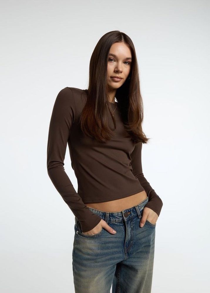 brown sporty Long Sleeve Top