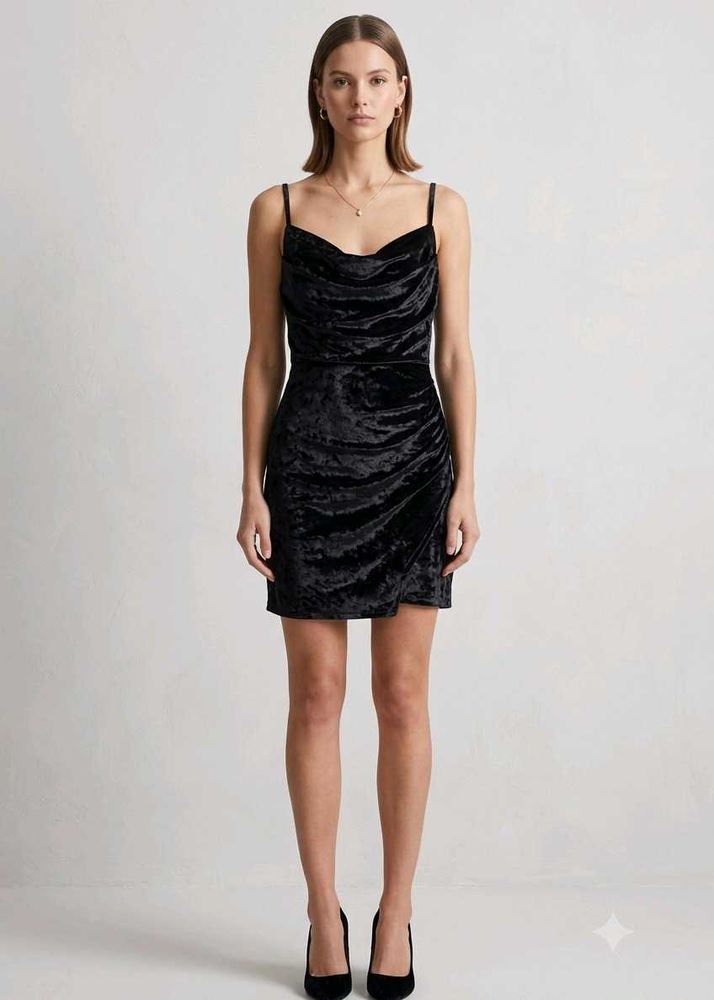 Elegant Black Velvet Cocktail Dress