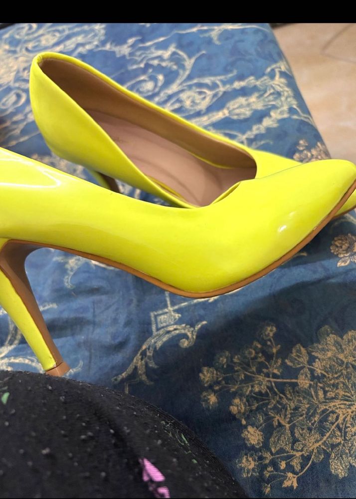 Bright Yellow Patent Stiletto Heels