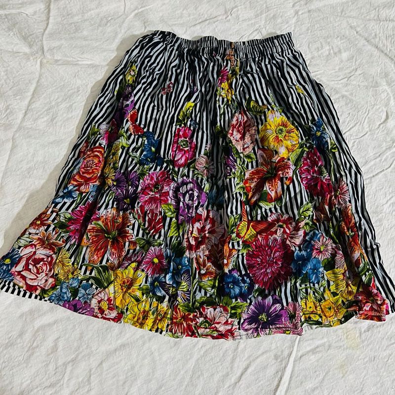 Boho Floral &amp; Stripe Mini Skirt