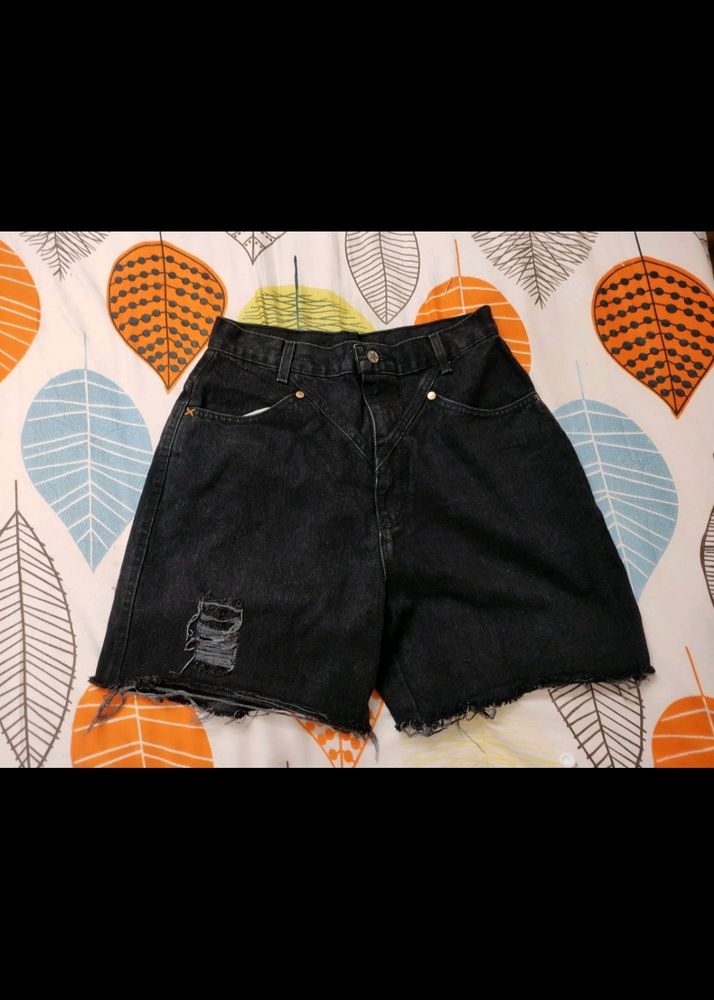 Black Denim Shorts