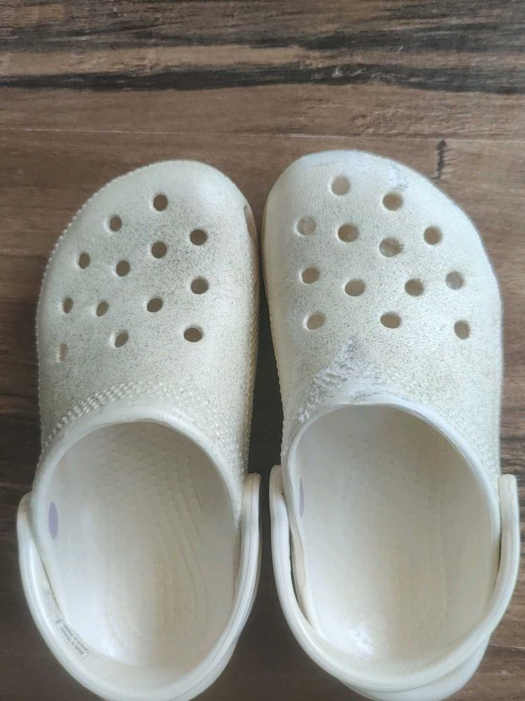 Crocs Sparkly White  Clogs C 11