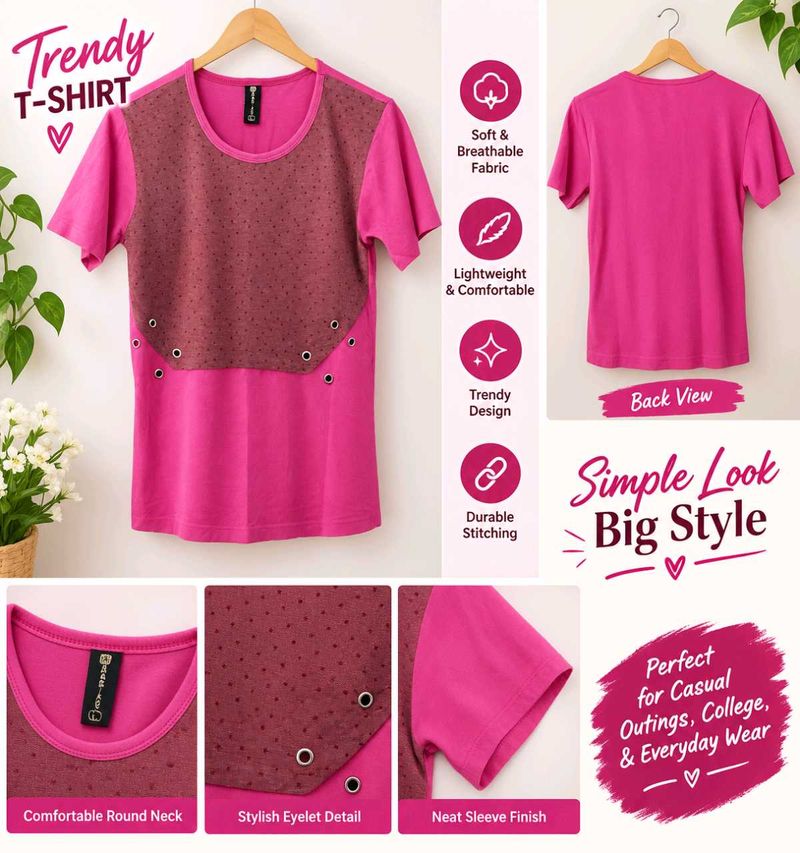 Trendy Pink T-Shirt with Stylish Detail