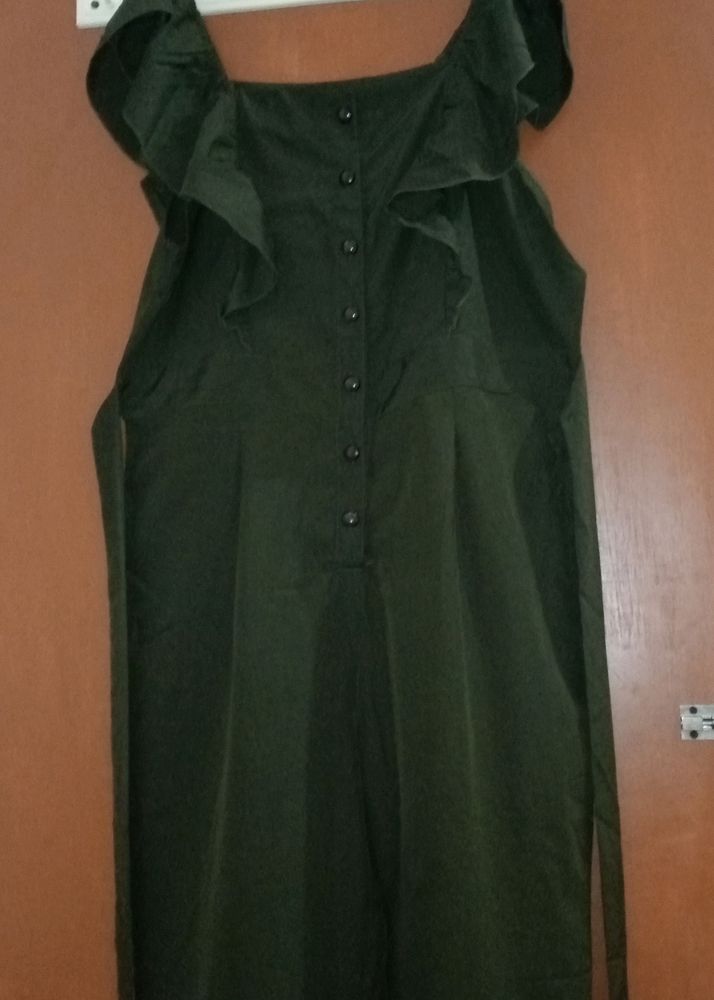Olive Ruffle Jumpsuit