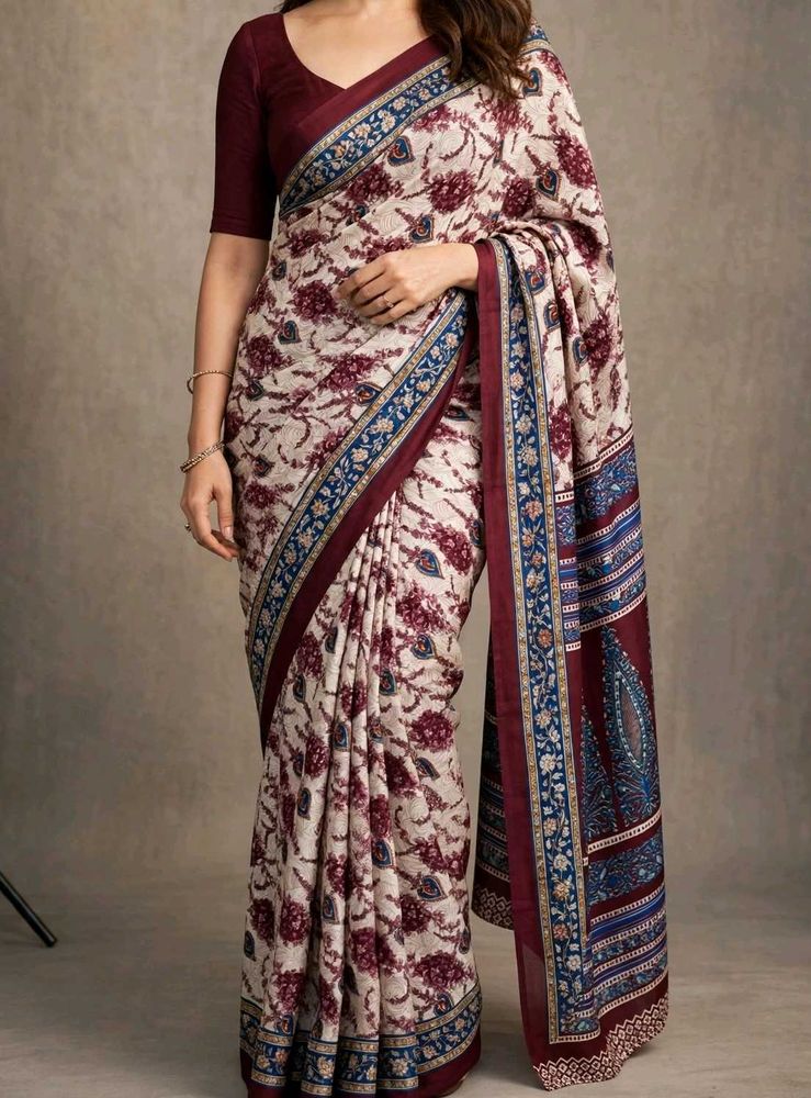 Elegant Floral Print Saree