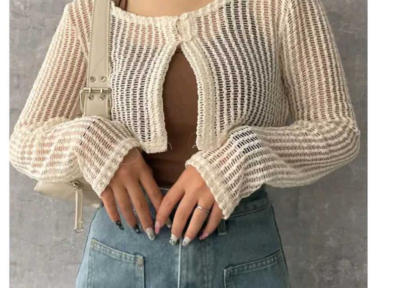Sheer Cropped Cardigan