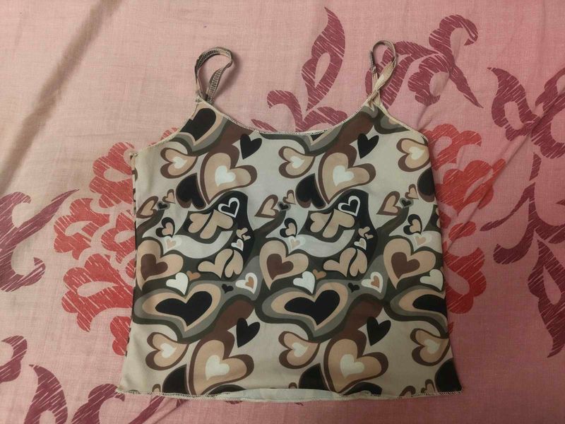 Cute Heart Print Camisole Top