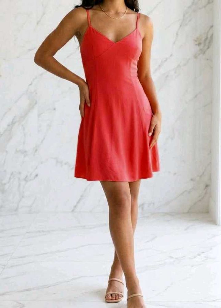 Vibrant Red Spaghetti Strap Mini Dress
