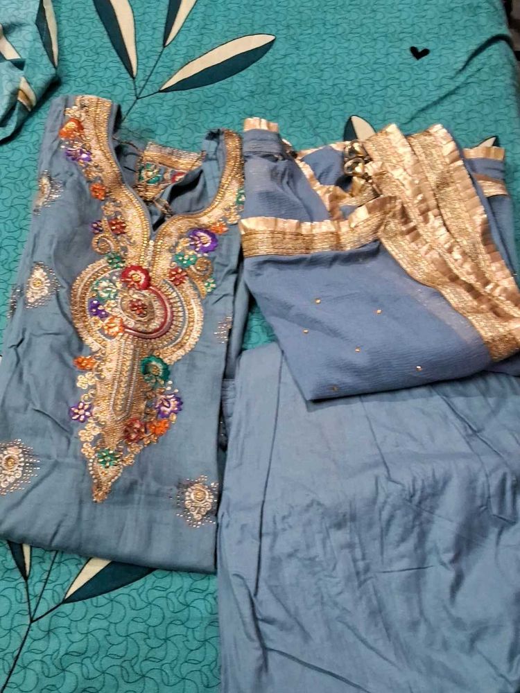 Blue Embroidered Salwar Kameez